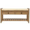 TREXM Shoe Rack with Cushioned Seat and Drawers, Multipurpose Entryway Storage Bench (Old Pine)