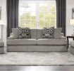 Modern Traditional Luxury Living Room Sofa 1pc Light Gray Plush Microfiber Upholstery 4 Decorative Pillows Cushion Seat Solid Wood Furniture