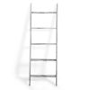 Farmhouse 4.5 Ft Wall Leaning Wood Blanket Quilt Storage Ladder Towel Rack, Bathroom Bedroom Decorative Shelf - Vintage White