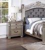 Classic Bedroom Formal Nightstand Antique Silver Finish 2-Drawers 1pc Bedside Table Plywood Furniture