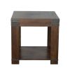 Modern Industrial Lift-Top End Table - Hardwood Solids, Mango Veneers - Medium Cherry Finish, Metal Bracket Accents - Functional and Stylish Design