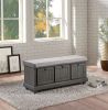 1pc Durable Storage Bench Dark Gray Finish Foam Cushioned Seat Upholstery Flip-Top Seat Solid Wood Home Furniture