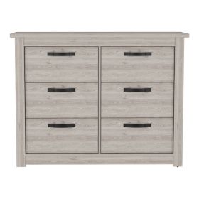 6 Drawer Double Dresser Toret, Bedroom, Light Gray