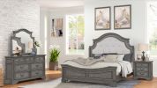 Grace Queen 4 Pc Bedroom Set in Gray