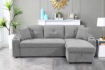 MEGA convertible corner sofa with armrest storage, living room and apartment sectional sofa, right chaise longue and grey