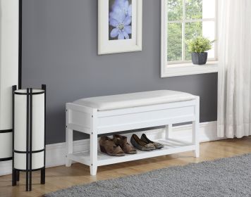 Rouen Seating Bench with Shoe Storage, White