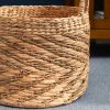 Round Water Hyacinth Seagrass Woven Basket with Handles - 15" x 15" x 15" - Natural Brown - For Clothes, Towels, Canvas, Toys and Magazine Storage and