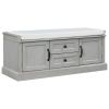 TREXM Storage Bench with 2 Drawers and 2 Cabinets, Shoe Bench with Removable Cushion for Living Room, Entryway (Gray Wash)