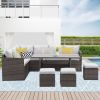 Grey Wicker Modular Sofas Furniture Set Side Table Luxury Couches For Living Room Patio Outdoor