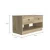 Willamette Rectangle 2-Shelf 2-Drawer Storage Bench Light Oak