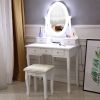 FCH With Light Bulb Single Mirror 5 Drawer Dressing Table White