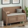 TREXM Rustic Style Solid wood Entryway Multifunctional Storage Bench with Safety Hinge (Brown+ Beige)