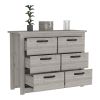 6 Drawer Double Dresser Toret, Bedroom, Light Gray