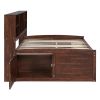 Full Size Wooden Captain Bed with Built-in Storage Shelves, 4 Drawers and 2 Cabinets, Antique Brown