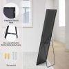 Floor Standing Mirror, Wall Mirror with Stand Aluminum Alloy Thin Frame,21''*64'',Black-rect