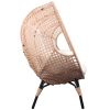 Patio PE Wicker Egg Chair Model 4 with Natural Color Rattan Beige Cushion