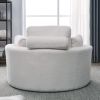 [Video] Welike Swivel Accent Barrel Modern Sofa Lounge Club Big Round Chair with Storage Ottoman Linen Fabric for Living Room Hotel with Pillows,Teddy