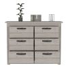 6 Drawer Double Dresser Toret, Bedroom, Light Gray