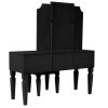 Luxurious Majestic Classic Black Color Vanity Set w Stool 3- Storage Drawers 1pc Bedroom Furniture Set Tri-Fold Mirror