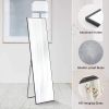 Floor Standing Mirror, Wall Mirror with Stand Aluminum Alloy Thin Frame,21''*64'',Black-rect