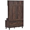 U-Can Hall Tree with 4 Hooks , Coat Hanger, Entryway Bench, Storage Bench, 3-in-1 Design, 40INCH, for Entrance, Hallway