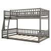 Full XL over Queen Bunk Bed with Ladder and Guardrails, Gray (Expected Arrival Time: 6.3)