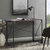 Folding Computer Desk Writing Table for Home Office Steel Frame Brown