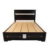 Traditional Matrix Queen 5 PC Storage Bedroom Set in Black made with Wood