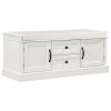 TREXM Storage Bench with 2 Drawers and 2 Cabinets, Shoe Bench with Removable Cushion for Living Room, Entryway (White)