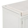 TREXM Storage Bench with 2 Drawers and 2 Cabinets, Shoe Bench with Removable Cushion for Living Room, Entryway (White)