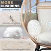 3 Pieces Patio Egg Chairs (Model 2) with Side Table Set,Natural Color PE Rattan and Beige Cushion