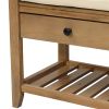 TREXM Shoe Rack with Cushioned Seat and Drawers, Multipurpose Entryway Storage Bench (Old Pine)