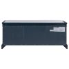 TREXM Storage Bench with 2 Drawers and 2 Cabinets, Shoe Bench with Removable Cushion for Living Room, Entryway (Antique Navy)