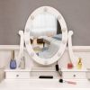 FCH With Light Bulb Single Mirror 5 Drawer Dressing Table White