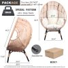 Patio PE Wicker Egg Chair Model 4 with Natural Color Rattan Beige Cushion