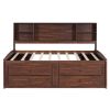 Full Size Wooden Captain Bed with Built-in Storage Shelves, 4 Drawers and 2 Cabinets, Antique Brown