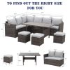 Grey Wicker Modular Sofas Furniture Set Side Table Luxury Couches For Living Room Patio Outdoor