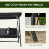 3-Seat Patio Swing Chair, Porch Swing Glider with Cushion, 3 Throw Pillows & Adjustable Canopy for Porch, Garden, Poolside, Backyard, Black