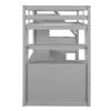 Twin Size Loft Bed with Desk and Shelves, Two Built-in Drawers, Storage Staircase, Gray