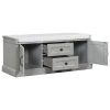 TREXM Storage Bench with 2 Drawers and 2 Cabinets, Shoe Bench with Removable Cushion for Living Room, Entryway (Gray Wash)