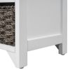 TREXM Storage Bench with Removable Basket and 2 Drawers, Fully Assembled Shoe Bench with Removable Cushion (White)