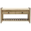 TREXM Shoe Rack with Cushioned Seat and Drawers, Multipurpose Entryway Storage Bench (Gray Wash)