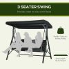 3-Seat Patio Swing Chair, Porch Swing Glider with Cushion, 3 Throw Pillows & Adjustable Canopy for Porch, Garden, Poolside, Backyard, Black