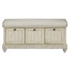 1pc Durable Storage Bench White Finish Foam Cushioned Seat Beige Upholstery Flip-Top Seat Solid Wood Home Furniture