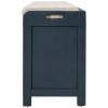 TREXM Storage Bench with Removable Basket and 2 Drawers, Fully Assembled Shoe Bench with Removable Cushion (Navy)