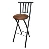 Metal Folding Stool with Slat Back and Microfiber Seat