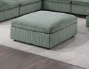 Sage Color 8pc Modular Sectional Set Corduroy Upholstery Couch 3x Corner wedge, 3x Armless Chairs 2x Ottomans Living Room Furniture