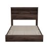 4-Pieces Bedroom Sets Queen Size Vintage Wooden Bed Frame with 2 Nightstands and 1 Dresser,Dark Walnut