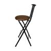 Metal Folding Stool with Slat Back and Microfiber Seat