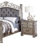 Classic Bedroom Formal Nightstand Antique Silver Finish 2-Drawers 1pc Bedside Table Plywood Furniture